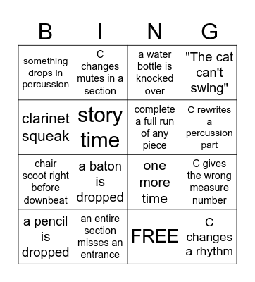 Rehearsal Bingo Card