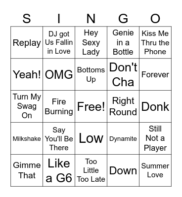 Thanksgiving 2025 SINGO Bingo Card