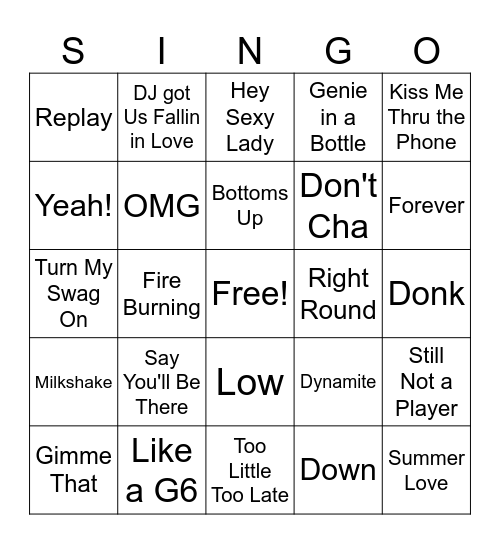 Thanksgiving 2025 SINGO Bingo Card
