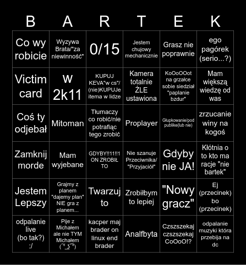 Bingo z Bartkiem! Bingo Card