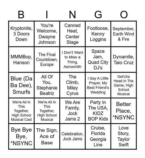 Music Bingo #2 Bingo Card