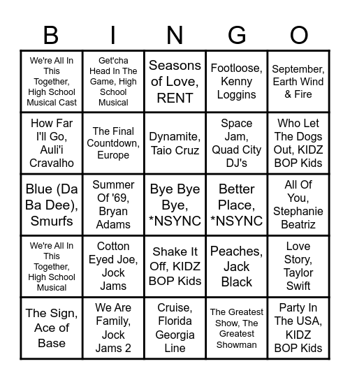 Music Bingo #2 Bingo Card