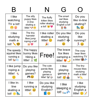 B5 L5 Do you like studying math? ➕😃 Bingo Card