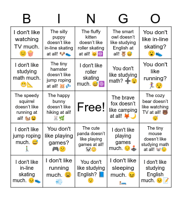 B5 L6 I don't like watching TV much. 😐🍿 Bingo Card
