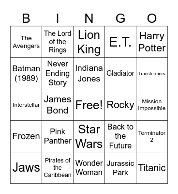 Movie Scores Bingo Card