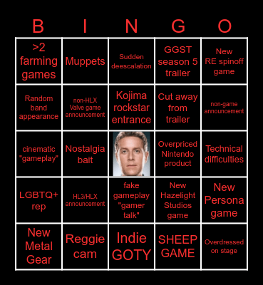 Game Awards 2025 Bingo Card