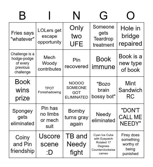 BFDIA 23 Bingo Card