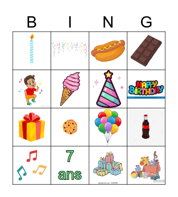 Shania Birthday Bingo Card
