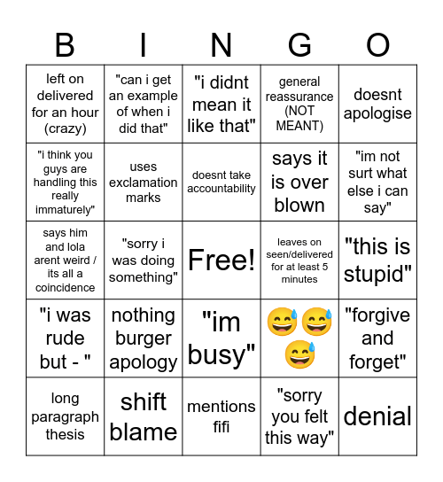 montys "talk" with archie Bingo Card