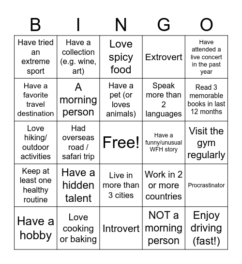Legal & Compliance - Get to Know Bingo Card