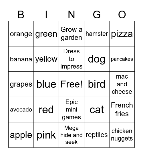 What is your favorite? Bingo Card