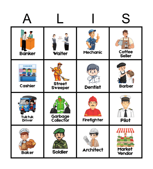 Community Helpers Bingo Card