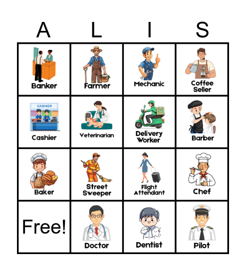 Community Helpers Bingo Card