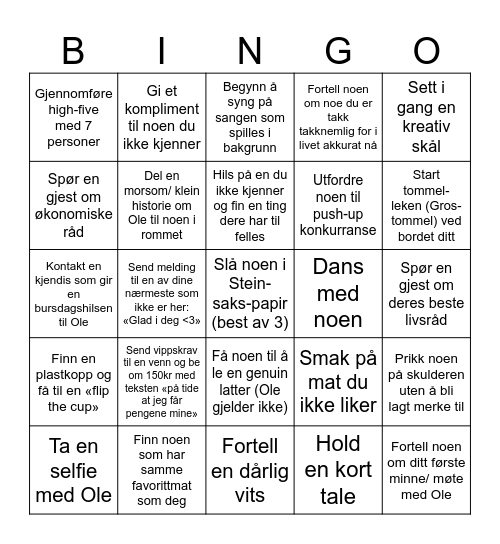 Ole Bingo Card