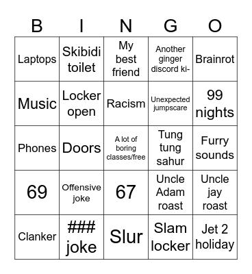 School bingo Card