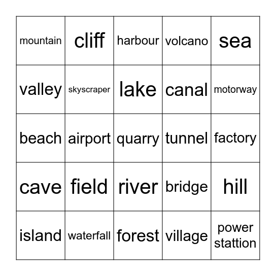 Geography Bingo Card