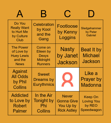tamigo music bingo Card