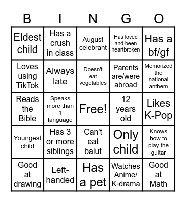 Find Someone Who... Bingo Card