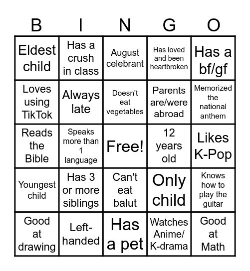 Find Someone Who... Bingo Card