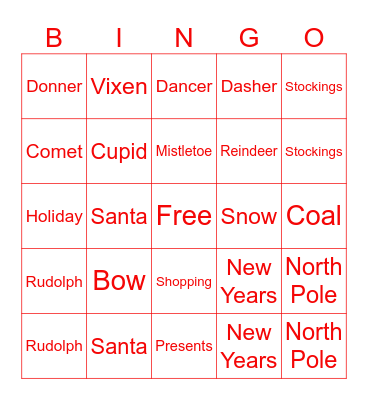 Holiday Bingo Card