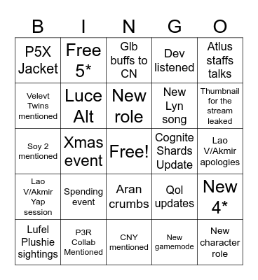Untitled Bingo Card