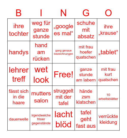 Frau Hinrichsen Bingo Card
