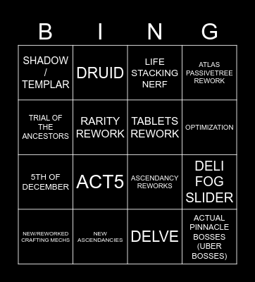 POE2 0.4 BINGO Card