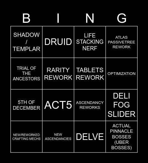 POE2 0.4 BINGO Card