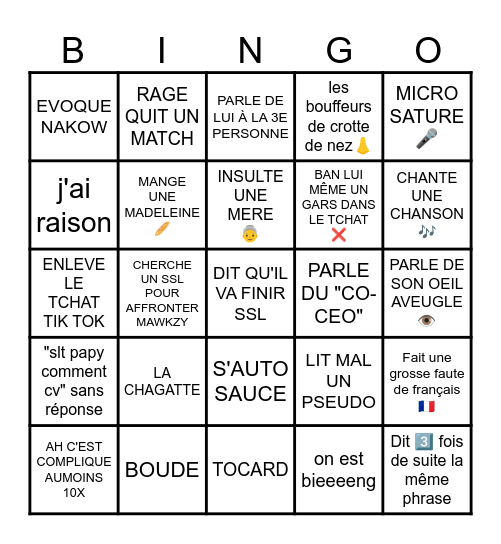 PAPY LE GOOOWT rocket Bingo Card