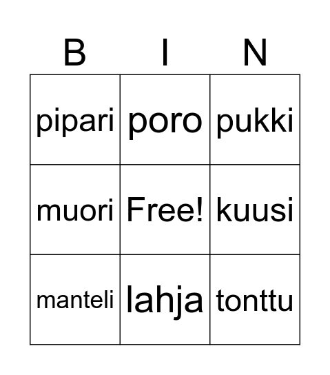 Joulubingo Card