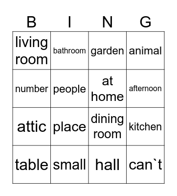 new words Bingo Card