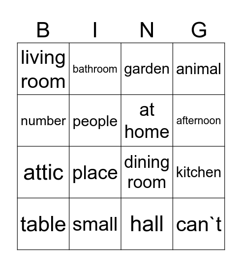 new words Bingo Card