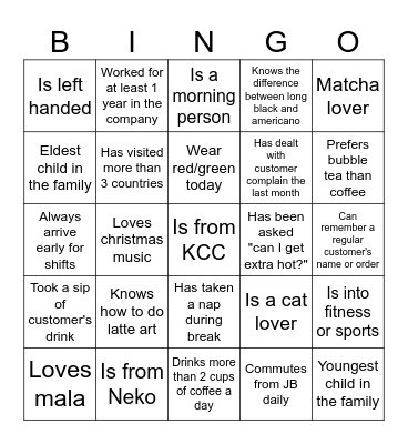 KCC & NEKO BINGO Card