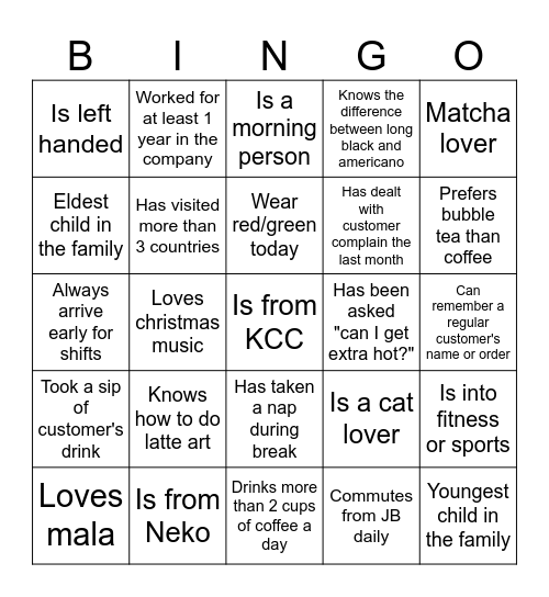 KCC & NEKO BINGO Card
