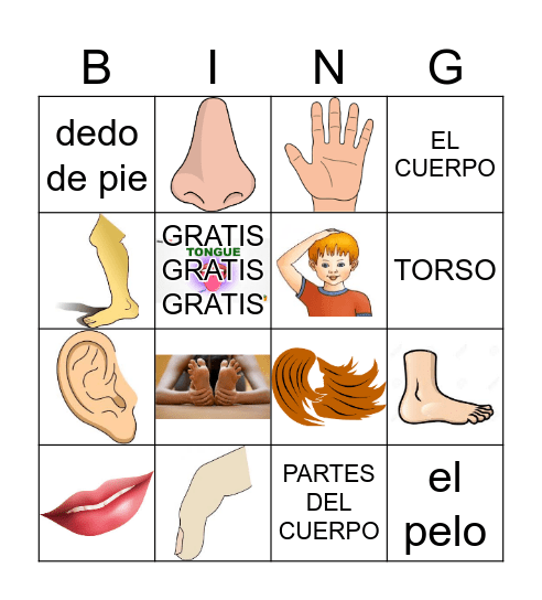 Body Bingo Card