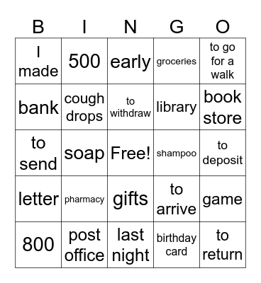 10.1 Bingo Card