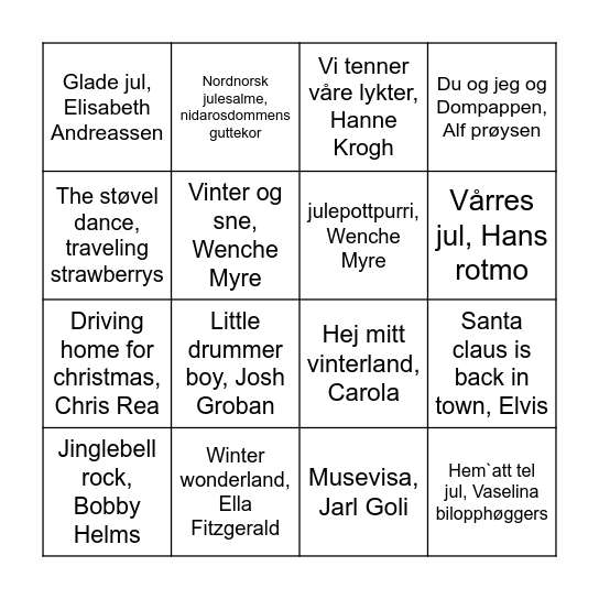 JULEBINGO Card