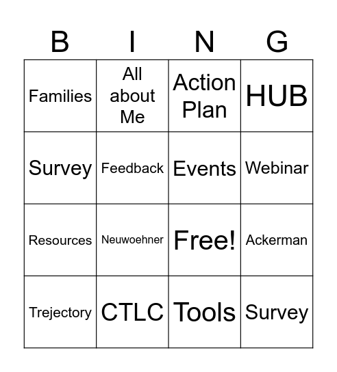 Family Engagement Bingo Card