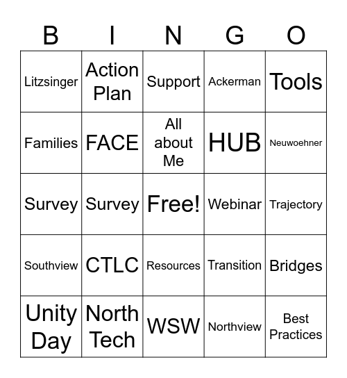 Family Engagement Bingo Card