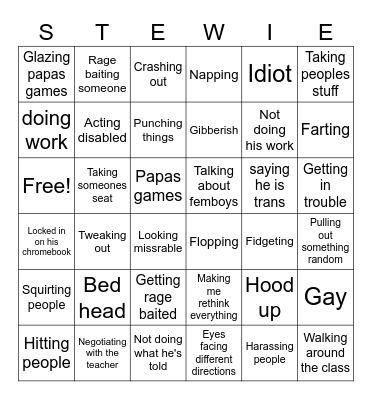Stewie Bingo Card