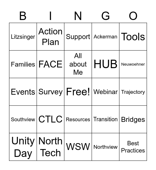 Family Engagement Bingo Card