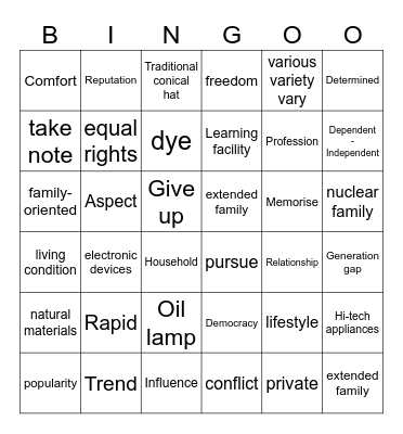 unit 6 Bingo Card