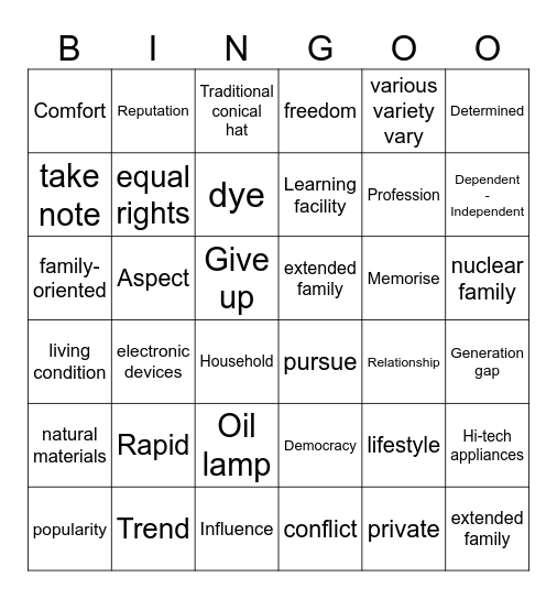 unit 6 Bingo Card