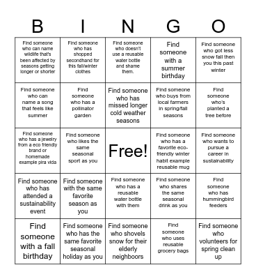 FLI Networking Bingo Card