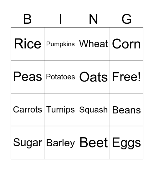 Find the Recipe Bingo Card