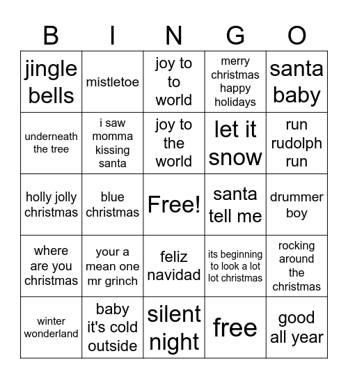 Christmas Bingo Card