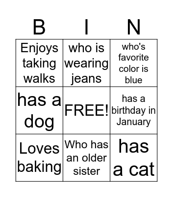 Find someone who ... Bingo Card