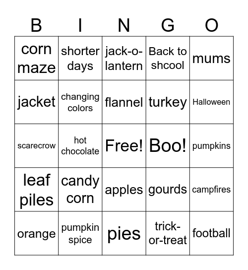 Autumn! Bingo Card