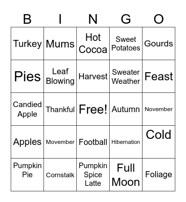 AUTUMN Bingo Card