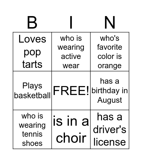 Find someone who ... Bingo Card